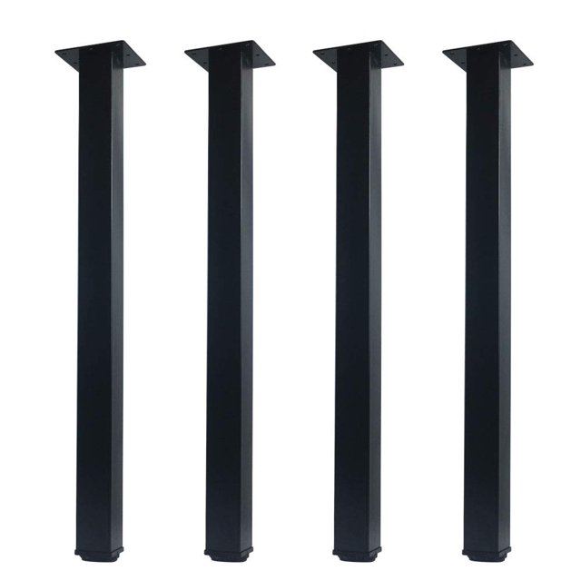 QLLY Patas de metal ajustables para muebles de 24 pulgadas, patas cuadradas para muebles de mesa de oficina, juego de 4 (negro)