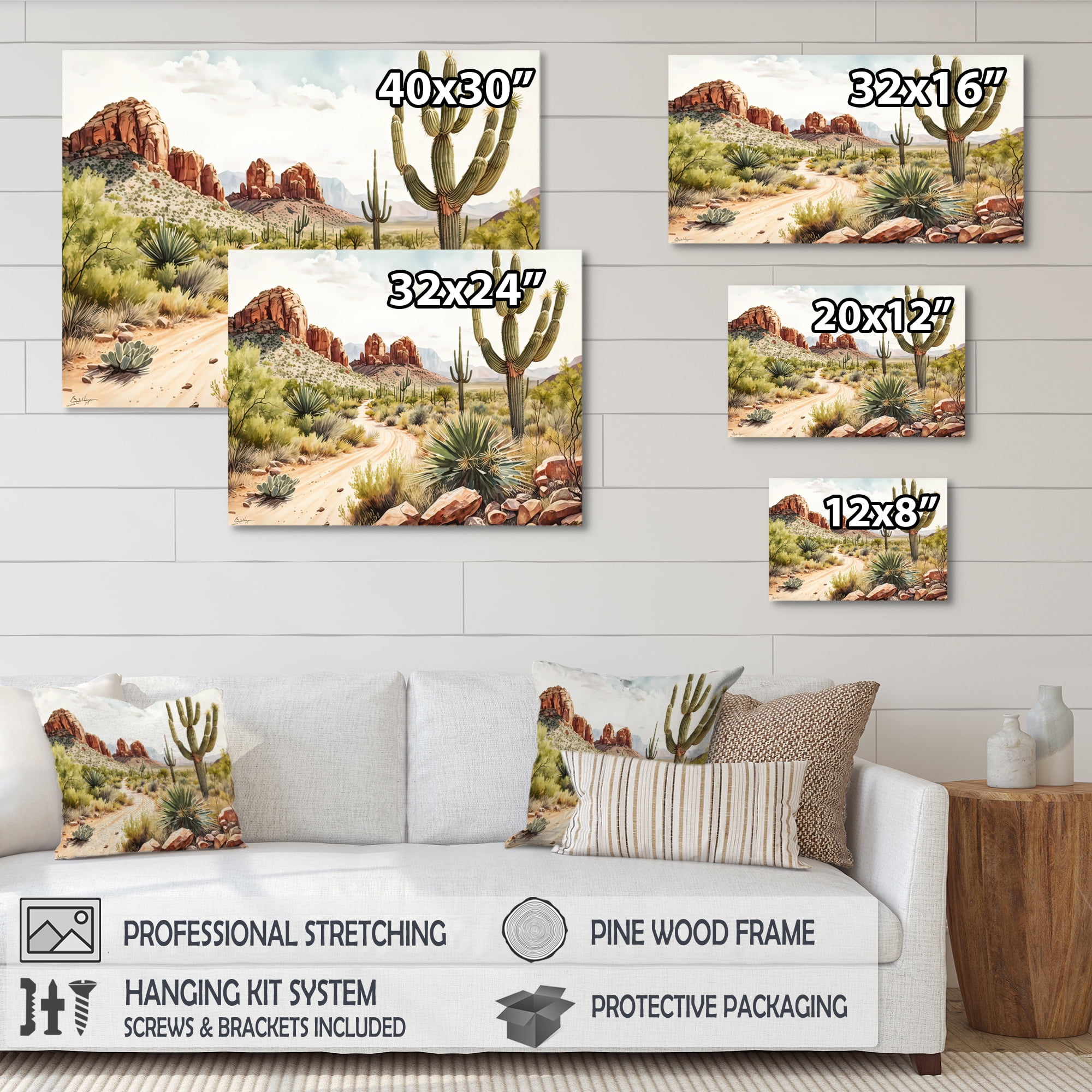 Designart Arizona Desert Scenery II Canvas Wall Art