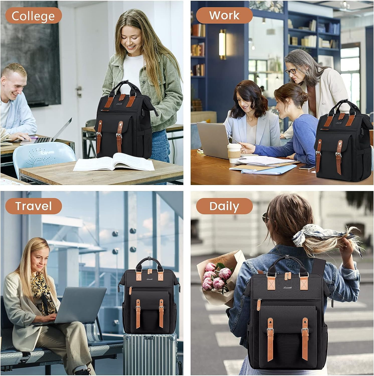 Lovevook Laptop Backpack for Women 15.6",Cute Work Travel Commuter Daypack,Nurse Doctor Teacher Backpack Purses College Computer Bookbag