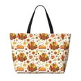 thumbnail image 2 of Fotbe Thanksgiving With Turkey Bolsa de Viaje para Playa - Resistente al Agua, Bolsa Tote de Gran Capacidad y Ligera con 7 Bolsillos para Mujeres y Hombres, 2 of 7