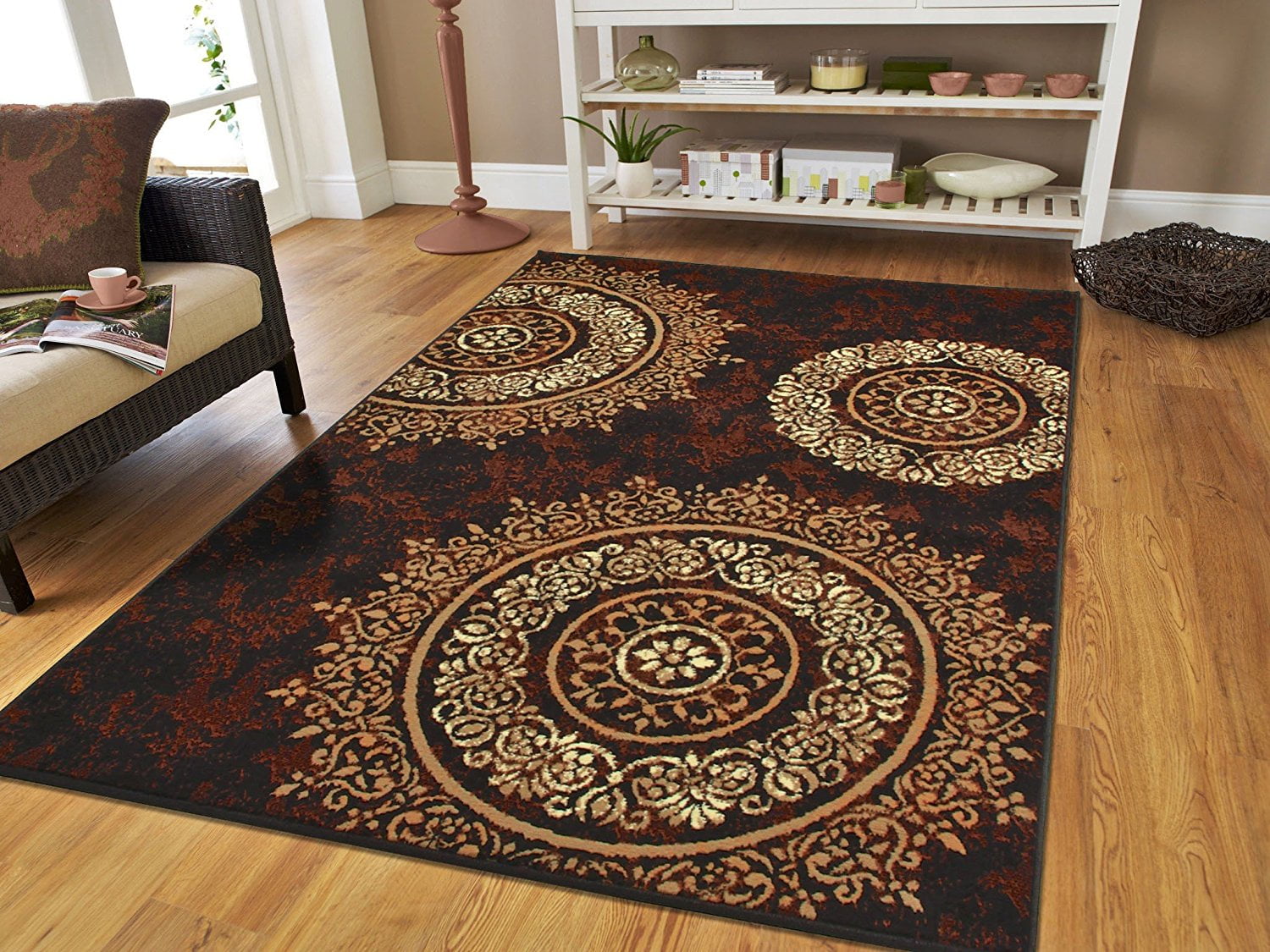 Ctemporary Area Rugs Large 8x11 Floor, Black And Brown Rug