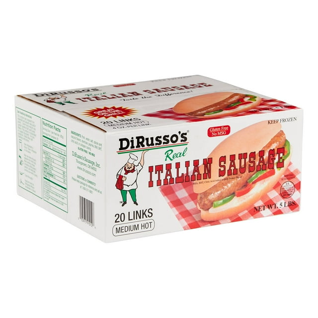 DiRusso's Medium Hot Italian Sausage Links, Frozen, 1/4 lb., 20 ct.