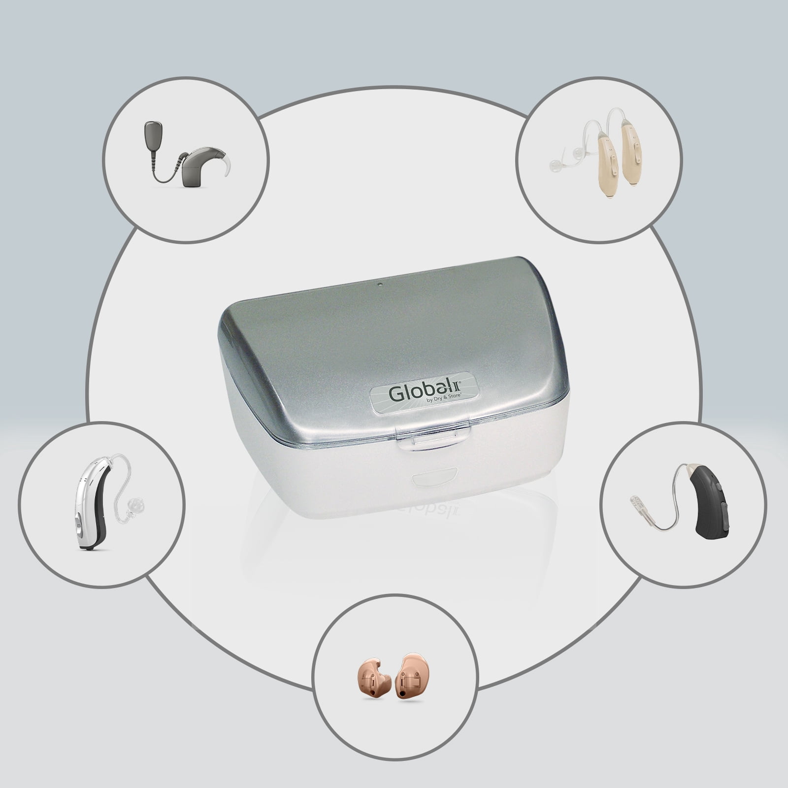 Global II by Dry & Store Electric Hearing Aid Dehumidifier with UV-C Lamp