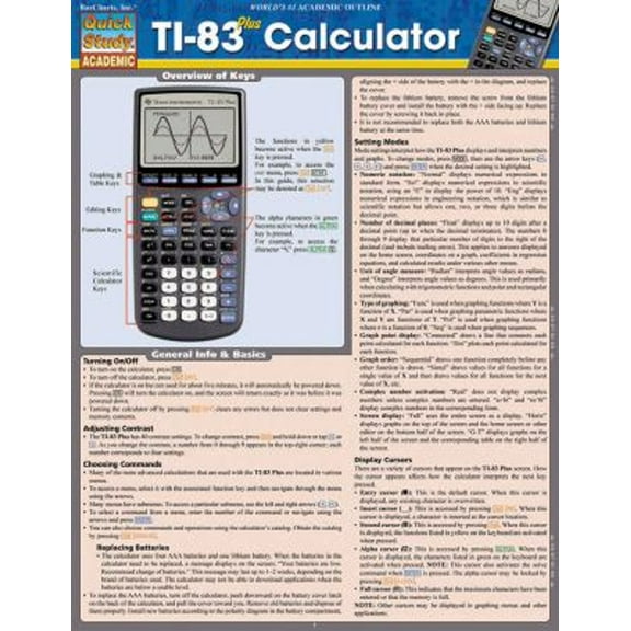 Pre-Owned Ti-83 Plus Calculator : QuickStudy Laminated Reference Guide (Paperback) 9781423216711