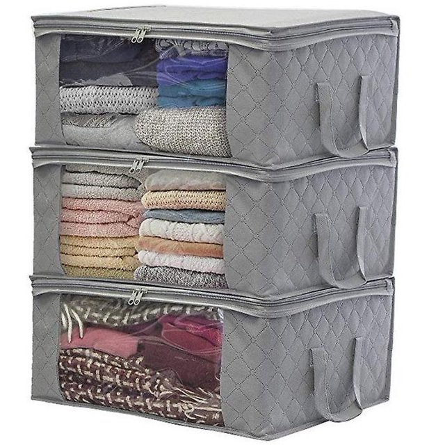 lote De 3 Organizadores De Vtements Pliables (gris), 49 X 36 X 21 Cm, Sac De Rangement Sous Le Lit, Tissu Non Tiss Pais Impermable, Convient Pour Cou