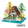 thumbnail image 4 of Lake Island wooden house building blocks, creative wooden house miniature building block toys, collectible building block toys (2,688 pieces), 4 of 8