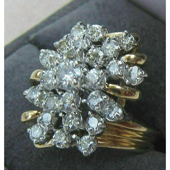 3.5Ct Round Cut Lab Created Diamond Women's Cocktail Ring 14k Yellow Gold Plated