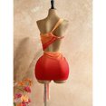 thumbnail image 2 of Multicolor Asymmetric Waist Cutout Ruched Mini Dress With Side Tie Detail, 2 of 8