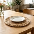 thumbnail image 6 of Naittoop 2pcs Rustic Round Braided Placemat Table Mats for Dining Tables 5.92 inch Non Slip Washable Kitchen Table Place Mats Natural Farmhouse Decor Brown, 6 of 6