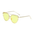 thumbnail image 3 of Womens Cat Eye Mirror Flat Lens Gold Frame Fashion Sunglasses, 3 of 4