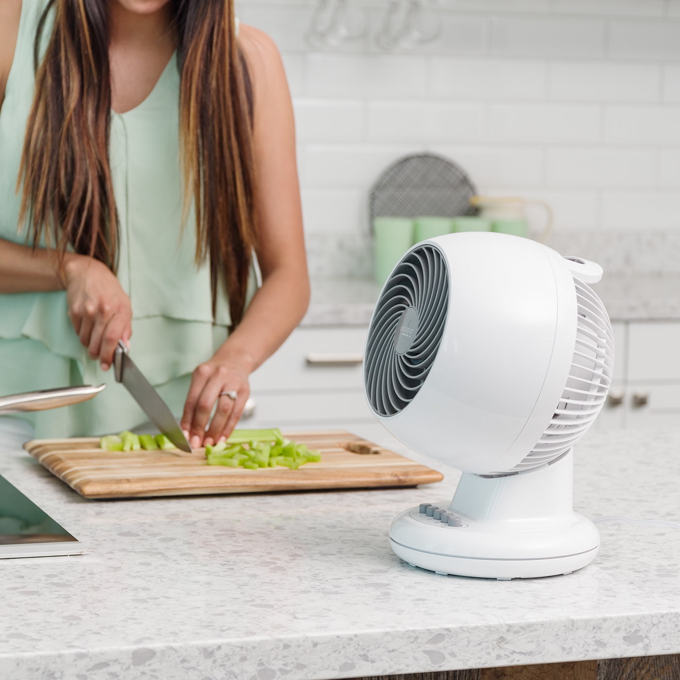 IRIS WOOZOO Oscillating Fan with Timer, 3 Speed Settings, White