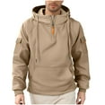 thumbnail image 5 of ZCFZJW Tactical Hoodies for Men - Military Fleece Lined Cargo Sweatshirt Quarter Zip Pullover Hoodie Workout Gym Mens Fashion Outfit Clothes Khaki XXL, 5 of 7