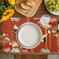 thumbnail image 4 of Red Crane Placemats Set of 4, Vintage Red Teal Spring Floral Botanical Placemats for Dining Table, Place Mats for Kitchen Tabletop, Waterproof Wipeable Dining Table Mats Set, 4 of 9