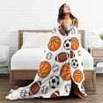 thumbnail image 5 of Sports Ball Blanket Basketball Baseball Football Soccer Throw Blanket Warm Cozy Fleece Sports Gifts Blanket for Boys Girls Kids Teens Fans 40"X50", 5 of 6