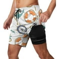 thumbnail image 1 of Sunyuer Men's Swim Trunks with Compression Liner 2-in-1 Drawstring Swimming Shorts Quick Dry Beach Board Shorts with Pockets, Lifebuoy Boat Anchor, 3XL, 1 of 8