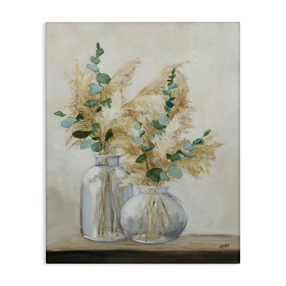 Stupell Industries Pampas & Herbs Vase Botanical & Floral Painting Gallery Wrapped Canvas Art Print Wall Art, 16 x 20