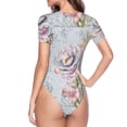 thumbnail image 4 of Naloa Vintage Rose Women's Short-Sleeved Onesie, One-Piece Swimsuit for Parties, dates, clubs - Large, 4 of 9