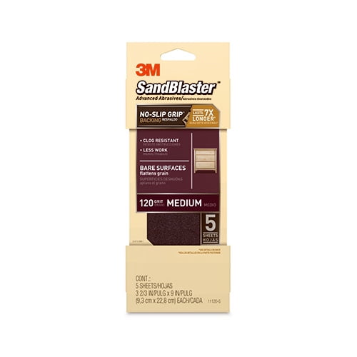 3M COMPANY 11120-G 5PK 120GRIT Maroon Sandpaper by 3M COMPANY