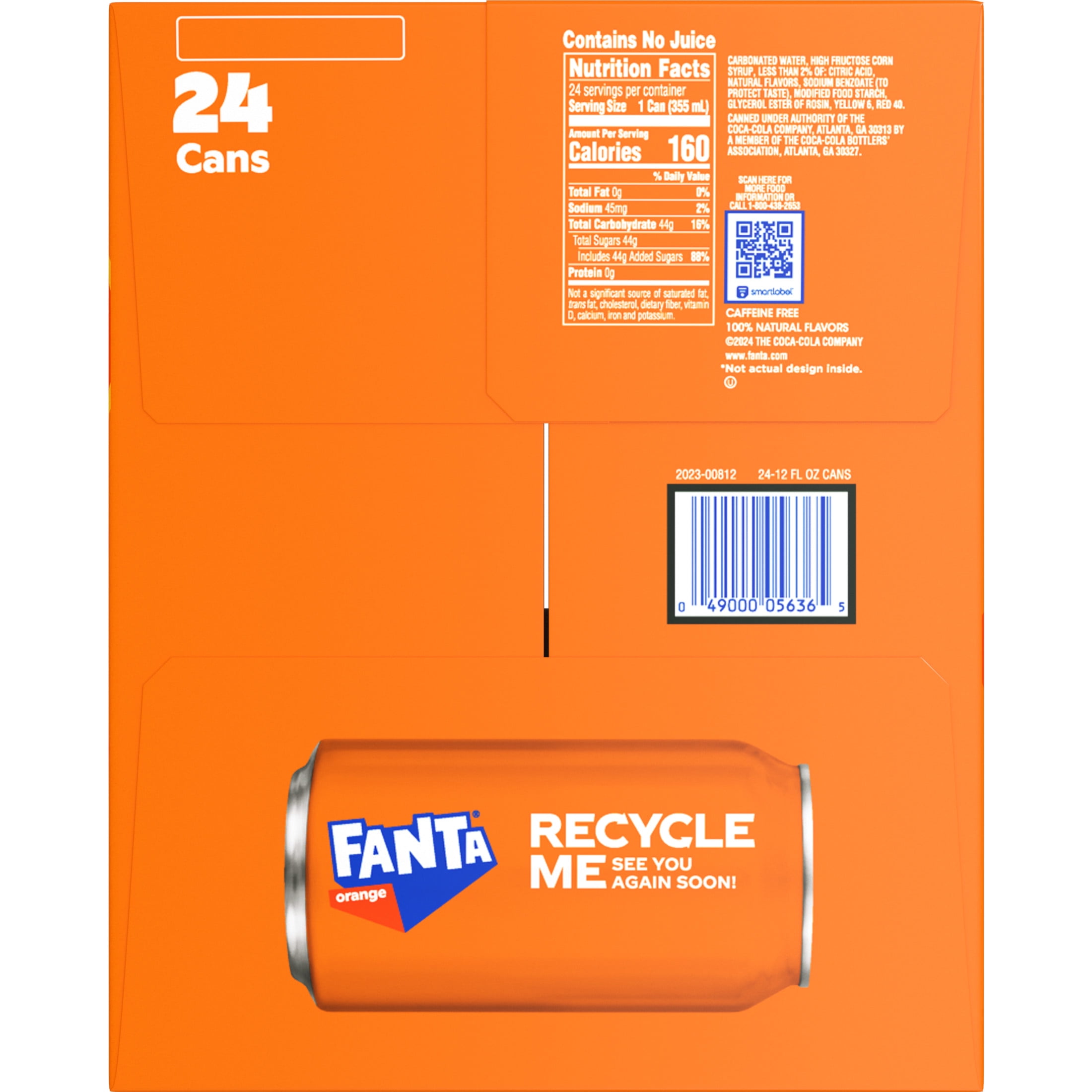 Fanta Orange Soda Pop, 12 fl oz, 24 Pack Cans