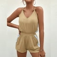 thumbnail image 2 of Fengqque Jumpers for Women with Overalls Casual Jumpsuits Plus Size Summer Solid Color Sling V-Neck Bodysuit Jumpsuit, 2 of 8