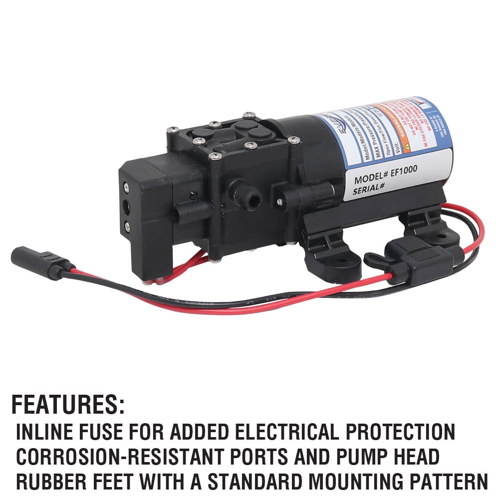 Everflo EF1000 12V Diaphragm Pump -1.0GPM, 40 PSI
