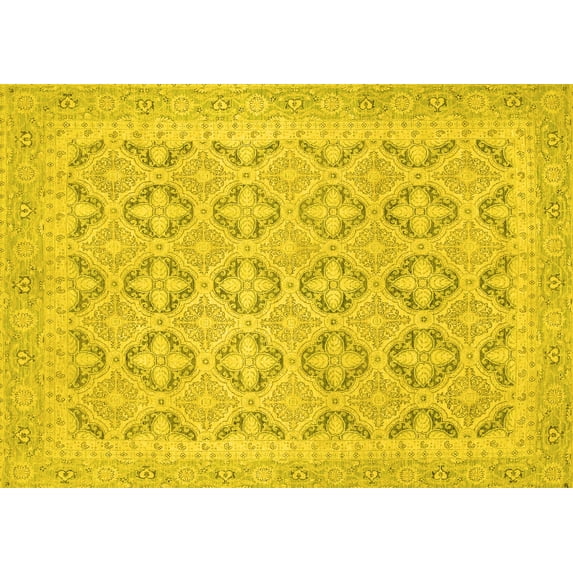 Ahgly Company Indoor Rectangle Oriental Yellow Traditional Area Rugs, 7' x 9'