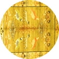 thumbnail image 1 of Ahgly Company Machine Washable Indoor Round Persian Yellow Traditional Area Rugs, 4' Round, 1 of 4