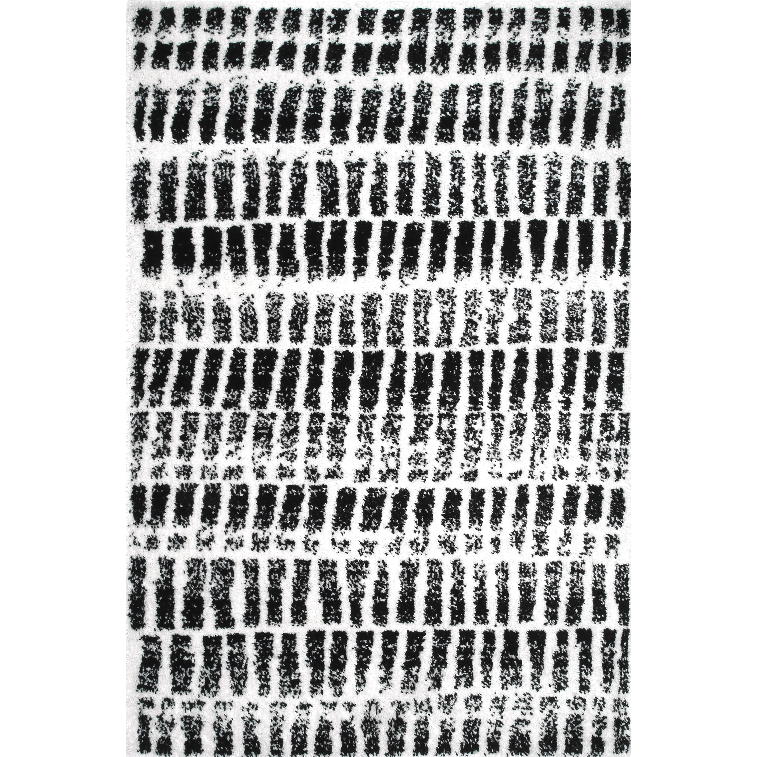 nuLOOM Orchid Treaded Striped Shag Area Rug, 7' 10' x 10', Black And White