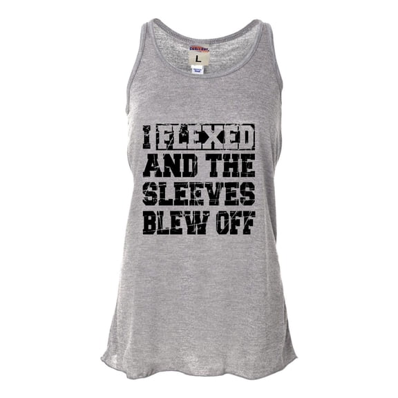 Womens I Flexed And The Sleeves Blew Off Funny Gym Workout Flowy Racerback Tank Top T-Shirt