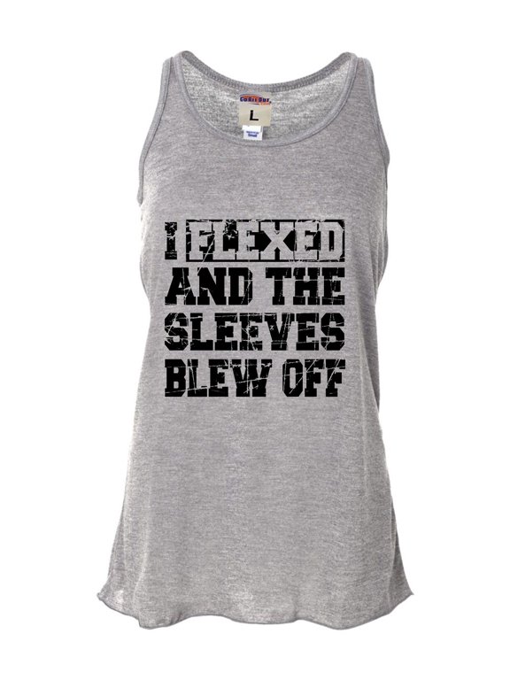 Womens I Flexed And The Sleeves Blew Off Funny Gym Workout Flowy Racerback Tank Top T-Shirt