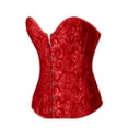 thumbnail image 3 of Aboser Women's Lace Up Boned Overbust Corset Shapewear Retro Floral Print Bustier Lingerie Renaissance Strapless Waist Cincher, 3 of 4