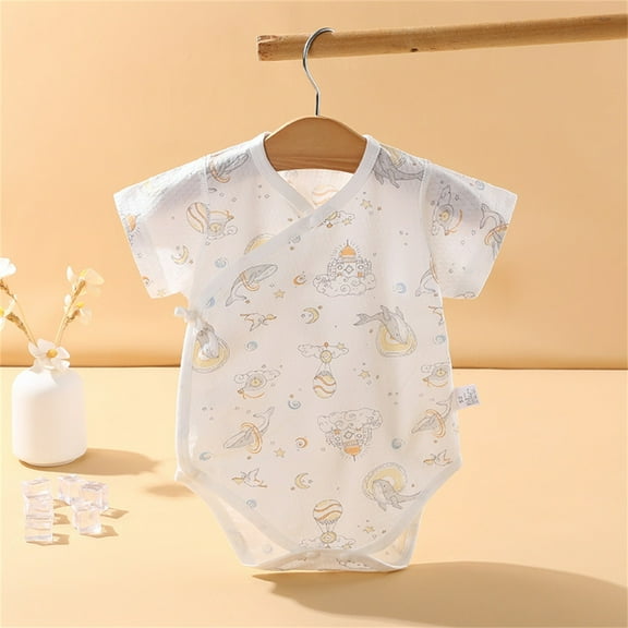 Penkiiy Summer Newborn Essentials - Ultra-Soft Cotton Baby Bodysuits with Cute Prints | Breathable Short Sleeve Onesies, Unisex Rompers