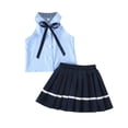 thumbnail image 4 of Amidoa Girls 2 Piece Outfits Summer Clothes Cute T-Shirts Sleeveless and Skirt Kids Clothing Sets Blue Size 18, 4 of 9