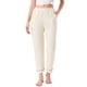 thumbnail image 1 of Pantalones de pijama para mujer INSPIRE CHIC de algodón de punto acanalado con cintura elástica, pierna recta y bolsillos, ropa de casa casual, color blanco, 1 of 6