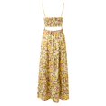 thumbnail image 4 of XIAONU Floral Print Spaghetti Strap Maxi Dress For Women Front Cutout Tiered Vacation Dress, 4 of 6