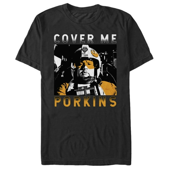Men's Star Wars Cover Me Porkins  Graphic Tee Black X Large