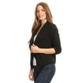 thumbnail image 3 of Women's Fitted Waist Length Jacket Open Front Draped Neck Ruched Sleeves, 3 of 6