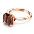thumbnail image 3 of Gem Stone King 3.62 Ct Cushion Red Tiger Eye 18K Rose Gold Plated Silver Ring, 3 of 5