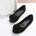 thumbnail image 5 of Fesfesfes Women's Dress Shoes Almond Toe Round-Toe Chunky Heels Bow-knot Shoes Lightweight Flock Shoes Solid Color Low Heels Shoes 39(7), 5 of 5