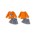 thumbnail image 2 of Toddler Baby Girl Thanksgiving Outfit 6 12 18 24 Months 2T 3T 4T Turkey Embroidery Long Sleeve Sweatshirt with Houndstooth A-Line Skirt, 2 of 9
