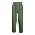 thumbnail image 4 of Women's Casual Waffle Pattern Pants, Relaxed Fit with Elastic Waist and Drawstring for Daily Wear, Comfortable Lounge Pants with Soft Breathable Fabric,Dark Green,M, 4 of 8