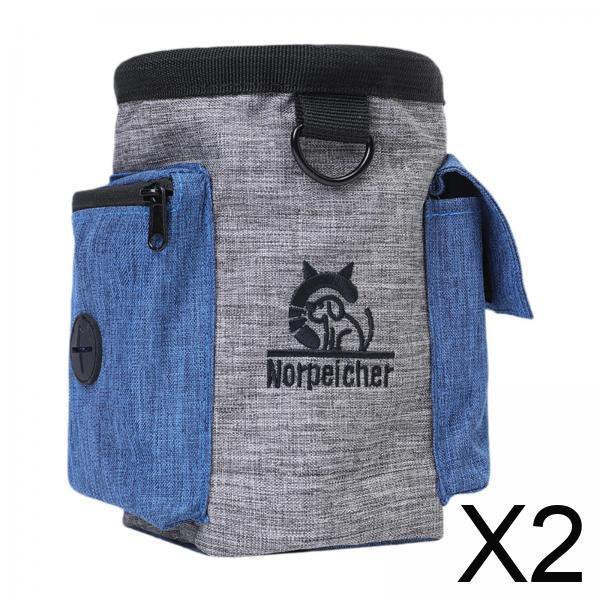 2xBolsa De Golosinas Para Perros, Contenedor De Bocadillos, Bolsa De Golosinas Para Entrenamiento, Para Viajes, Senderismo, Al Aire Libre, Azul