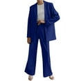 thumbnail image 2 of Fgnfyis Women's Solid Color Two Piece Coat Pants Suit Pants Sets Blue L, 2 of 6