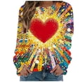 thumbnail image 4 of Qepwscx Oversized Tshirts For Women Long Sleeve Valentine'S Day Crew Neck Sweatshirts Love Heart Printed Colorful Blouses Womens Going Out Tops Pullover Sweatshirt Graphic Plus Size Shirt Vacation, 4 of 5