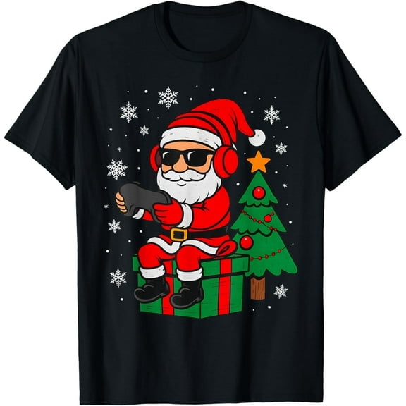 Christmas Gamer Retro Santa Funny Xmas Gaming Men Boys T-Shirt