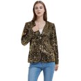 thumbnail image 4 of Women's Casual Sparkle Sequins Blazer Jacket Party Wedding Open Front Shiny Coat, Gold, X-Large, 4 of 5