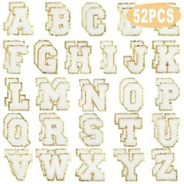 Iron on Letters for Clothing A to Z Letter Iron on Patches Sewing Clothing Badges with Glitters Border 52 Pack White