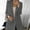 Grey, variant on Elegant Women's Open Front Collarless Long Sleeve Business Suit Jacket for Outdoor Casual Wear