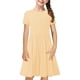 thumbnail image 2 of Odeerbi Niñas de Verano Vestido de Línea A Brillante Swing Vestido Niños Color Sólido Vestido Elástico de Manga Corta, 2 of 7