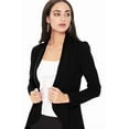 thumbnail image 4 of Women's Elegant Solid Stretch Open Front Long Sleeve Blazer Jacket, 4 of 5